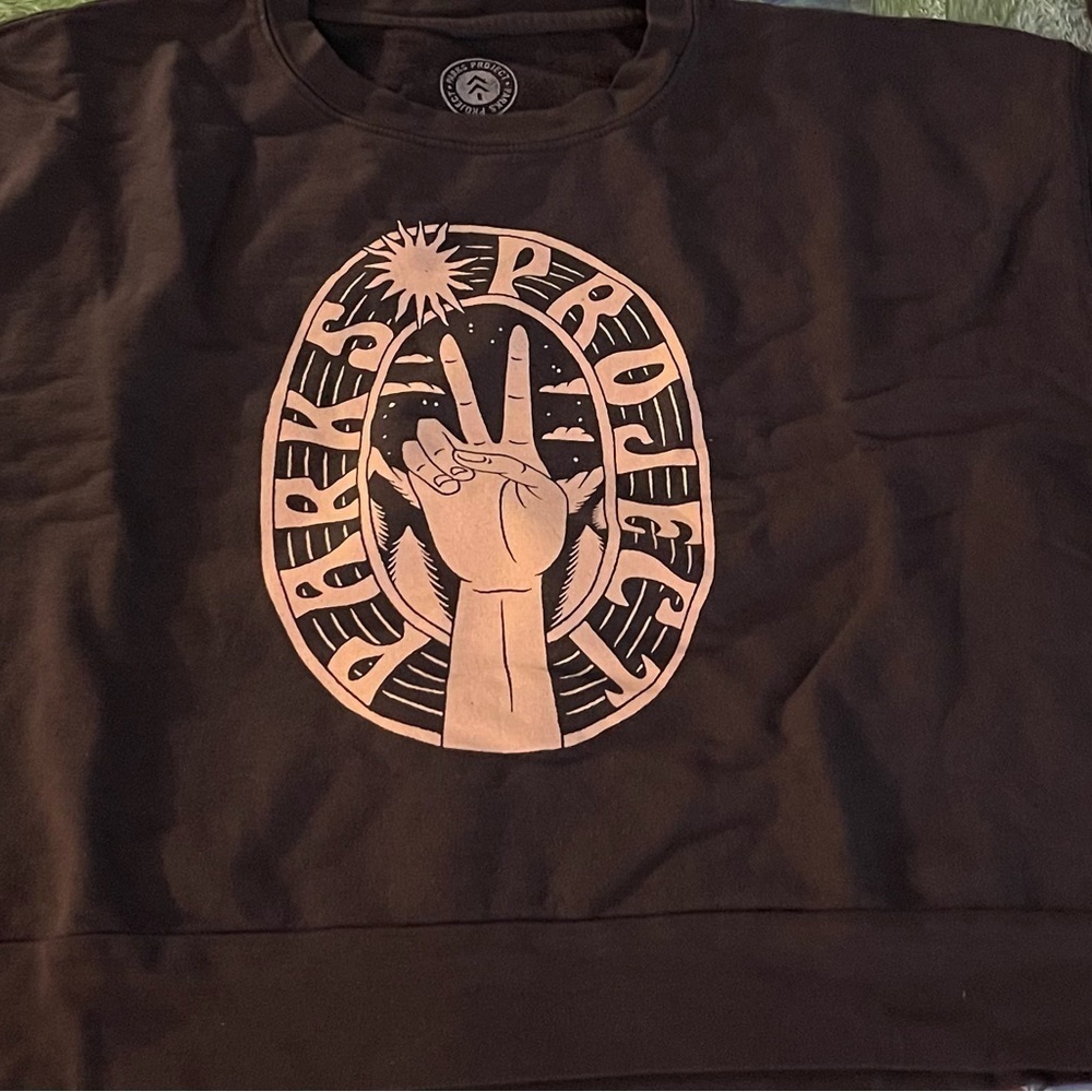 Parks Project Peace in The Parks Cropped Crew Neck, Dark Grey, 3XL, NWT - Picture 6 of 7